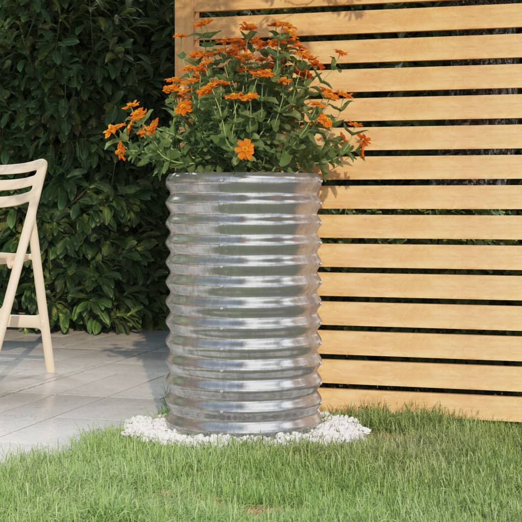 vidaXL Garden Planter Powder-coated Steel 15.7"x15.7"x26.8" Silver