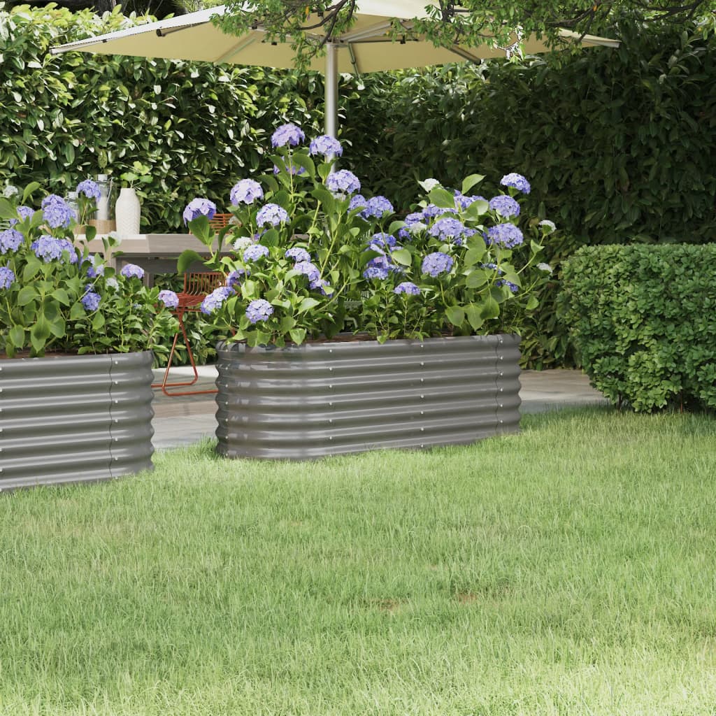 vidaXL Garden Raised Bed Powder-coated Steel 44.9"x15.7"x14.2" Gray