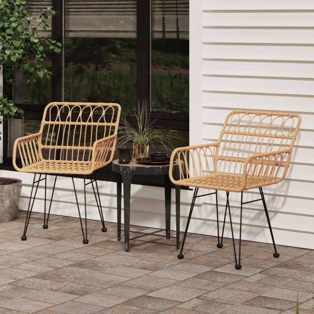 vidaXL Patio Chairs 2 pcs with Armrest 22"x25.2"x31.5" PE Rattan