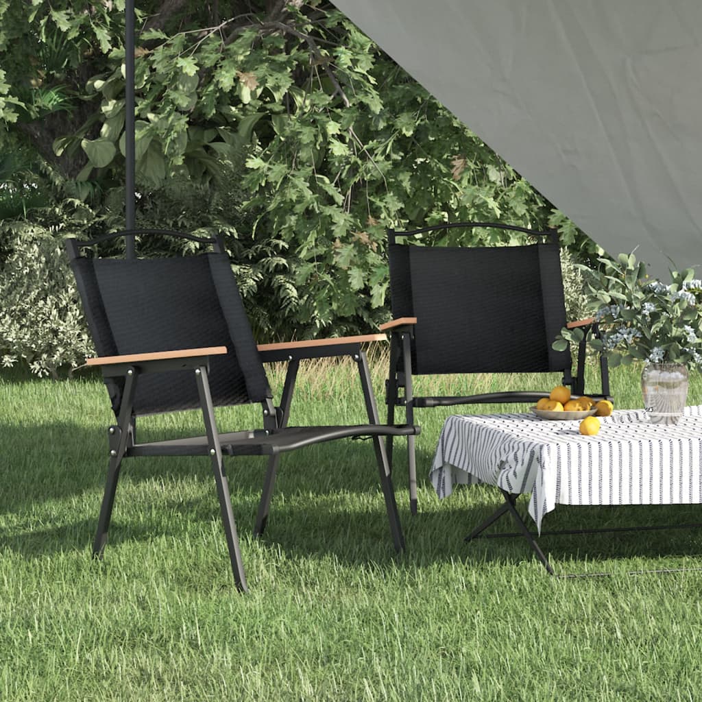 vidaXL Camping Chairs 2 pcs Black 21.3"x21.7"x30.7" Oxford Fabric