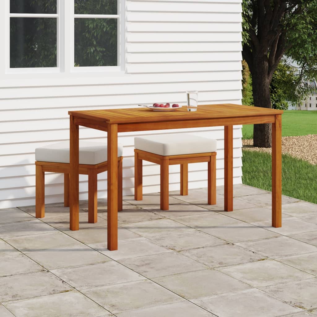 vidaXL 3 Piece Patio Dining Set with Cushions Solid Wood Acacia