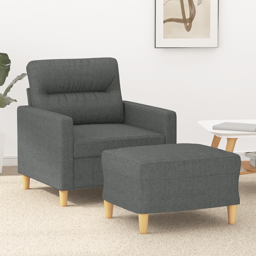 vidaXL Sofa Chair with Footstool Dark Gray 23.6" Fabric