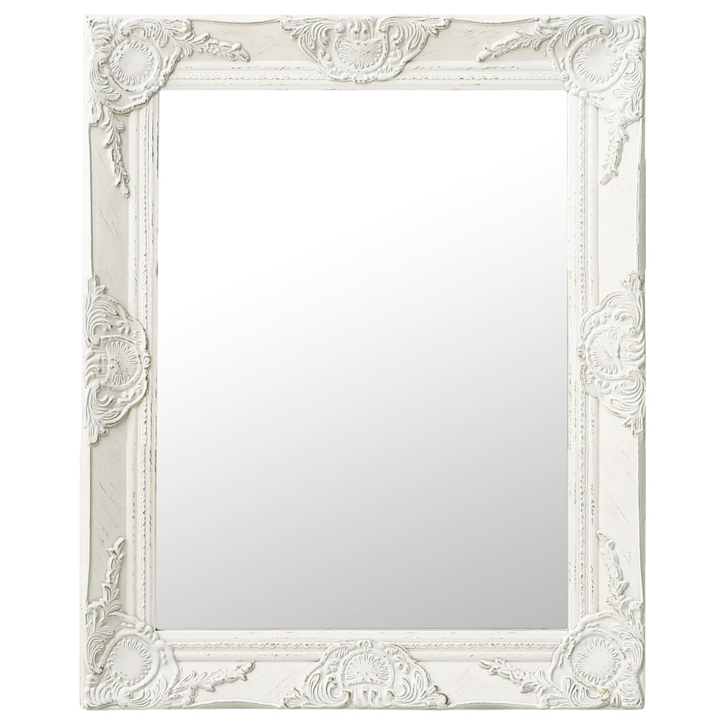 vidaXL Wall Mirror Baroque Style 19.7"x23.6" White