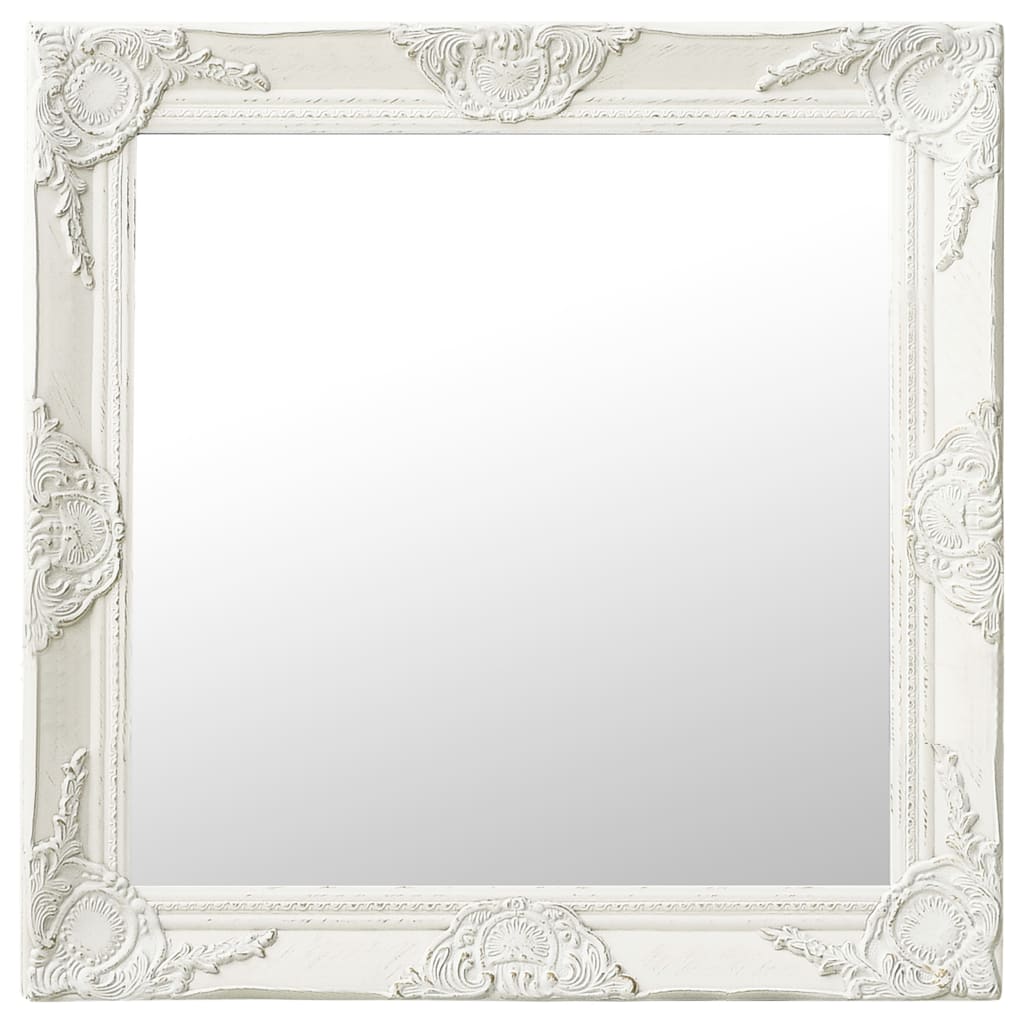 vidaXL Wall Mirror Baroque Style 23.6"x23.6" White