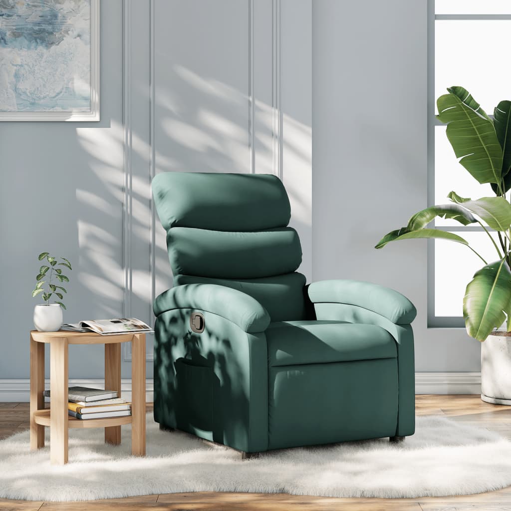 vidaXL Recliner Chair Dark Green Fabric
