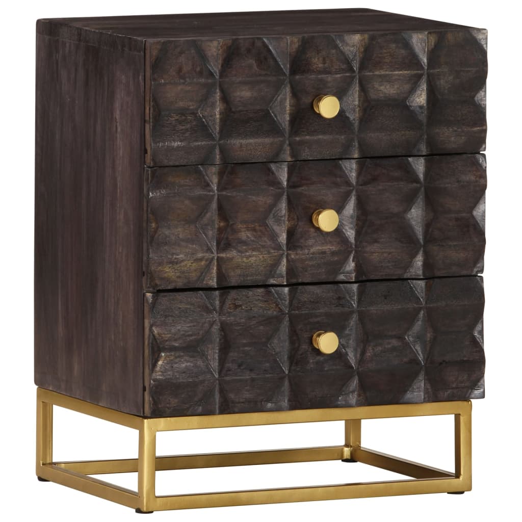 vidaXL Bed Cabinet Black 15.7"x11.8"x19.7" Solid Mango Wood