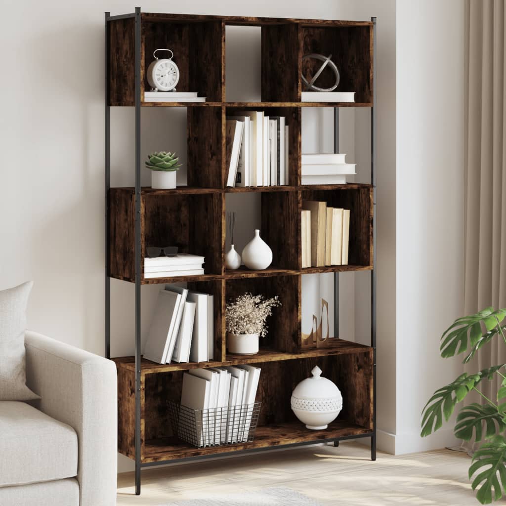 vidaXL Bookcase Smoked Oak 40.2"x11"x67.7" Engineered Wood