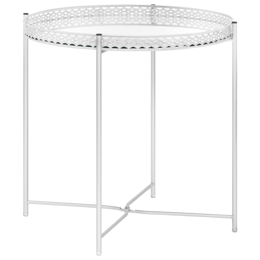 vidaXL Side Table Silver 15.7"x15.7"x16.1" Glass