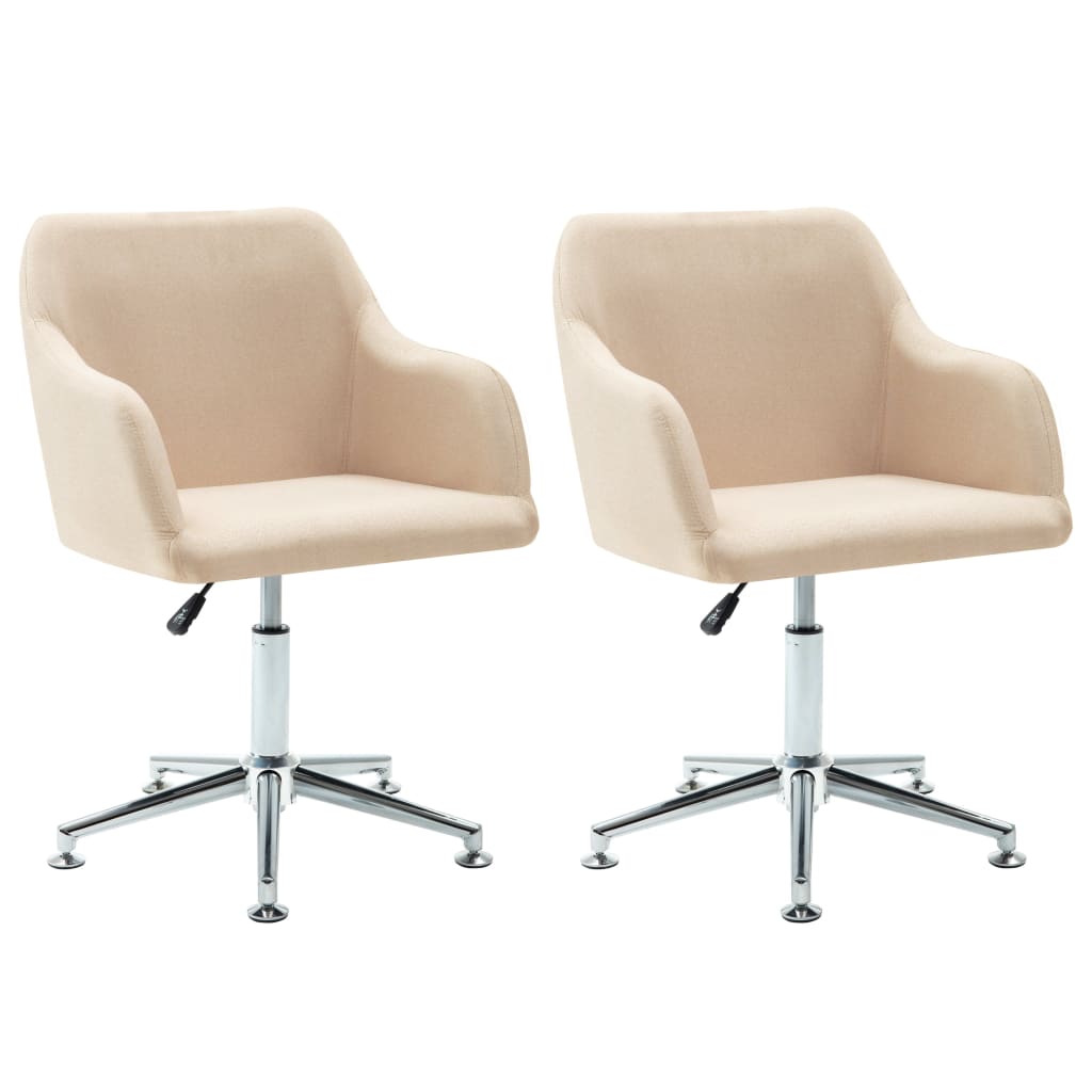 vidaXL Swivel Dining Chairs 2 pcs Cream Fabric