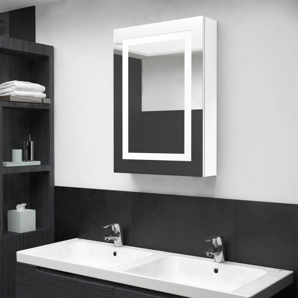 vidaXL LED Bathroom Mirror Cabinet Shining White 19.7"x5.1"x27.6"