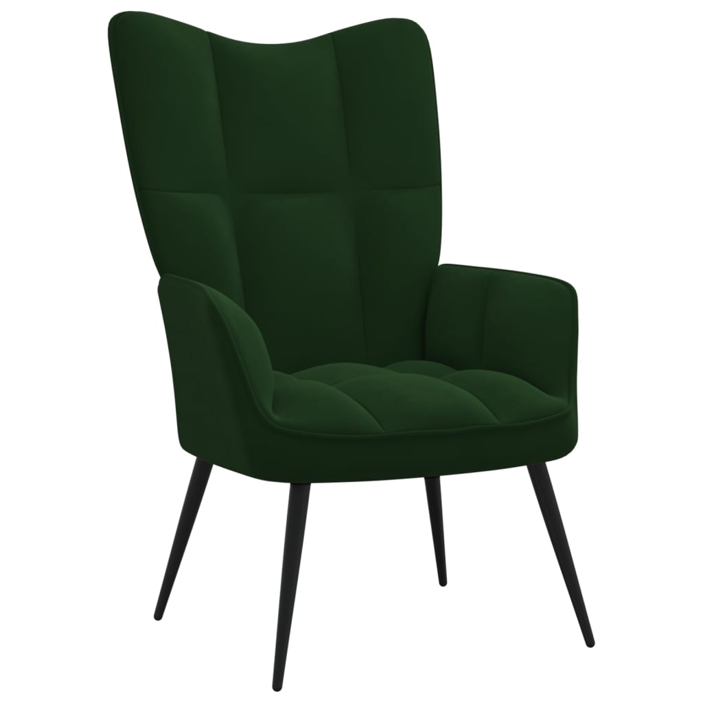 vidaXL Relaxing Chair Dark Green Velvet