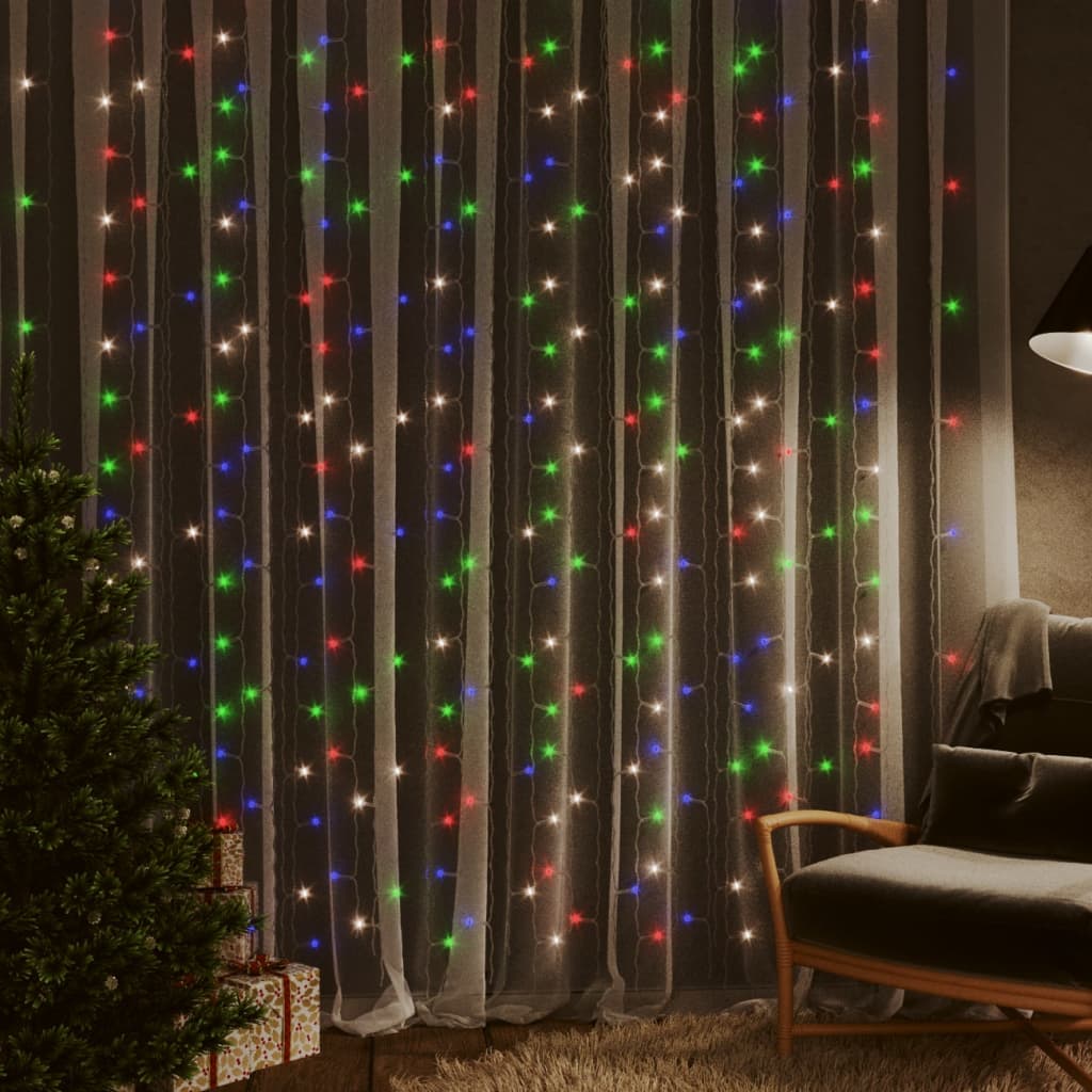 vidaXL LED Curtain Fairy Lights 9.8'x9.8' 300 LED Colorful 8 Function