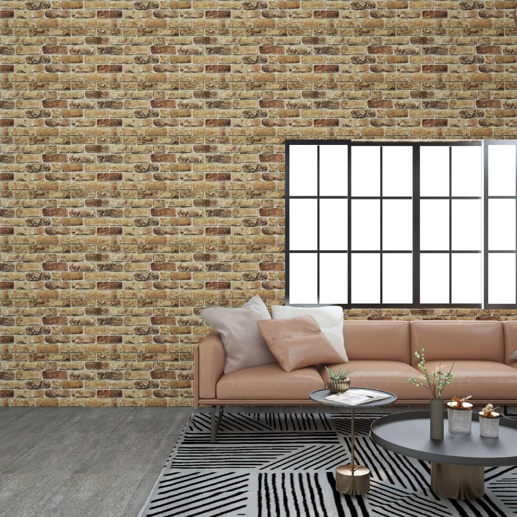 vidaXL 3D Wall Panels with Dark Sand Brick Design 10 pcs EPS