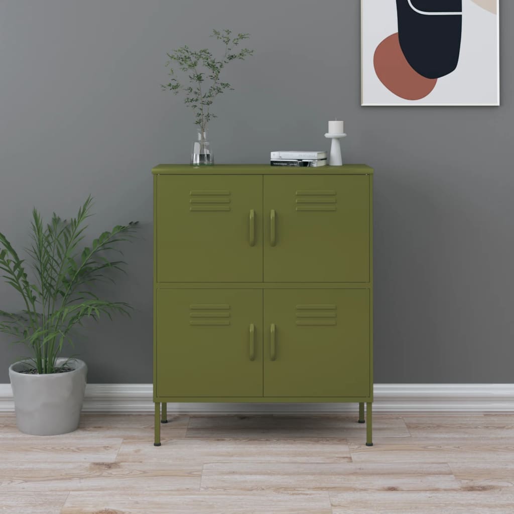 vidaXL Storage Cabinet Olive Green 31.5"x13.8"x40" Steel