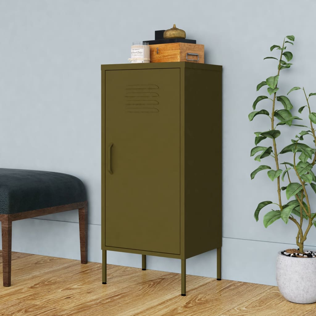 vidaXL Storage Cabinet Olive Green 16.7"x13.8"x40" Steel