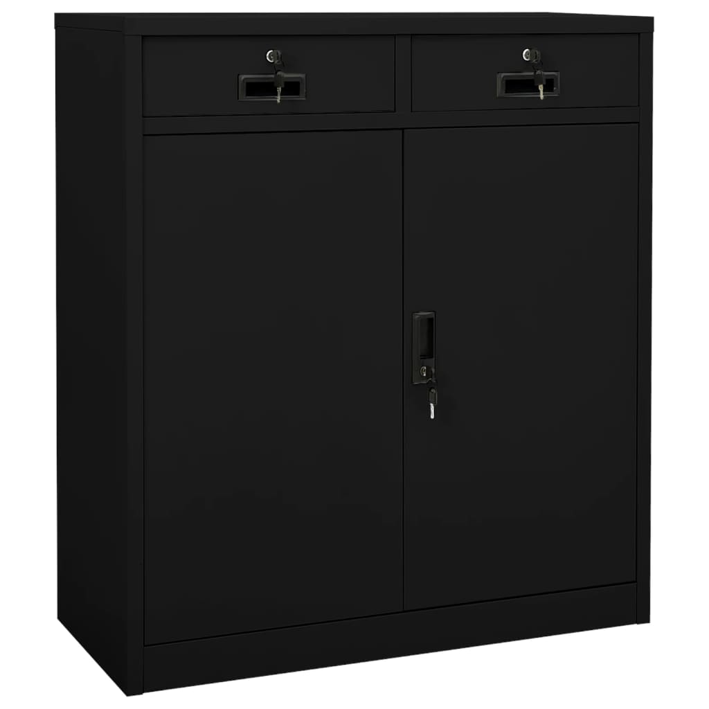 vidaXL Office Cabinet Black 35.4"x15.7"x40.2" Steel