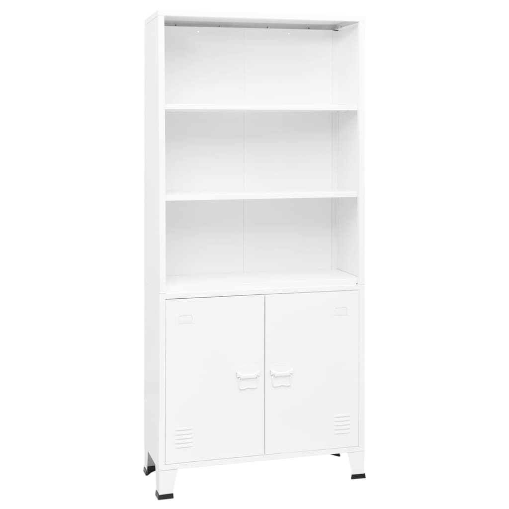 vidaXL Industrial Bookshelf White 31.5"x12.6"x70.9" Steel