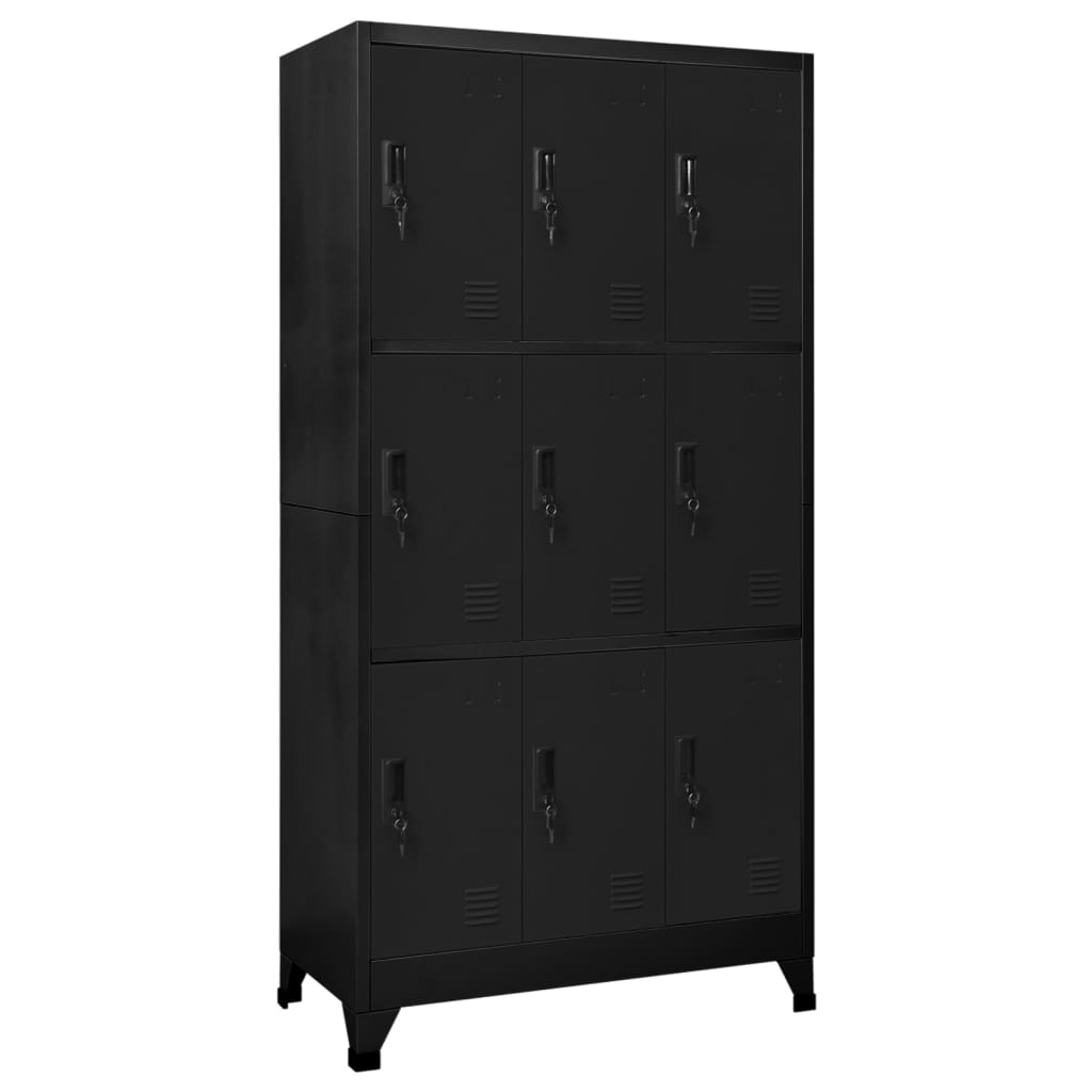 vidaXL Locker Cabinet Black 35.4"x17.7"x70.9" Steel