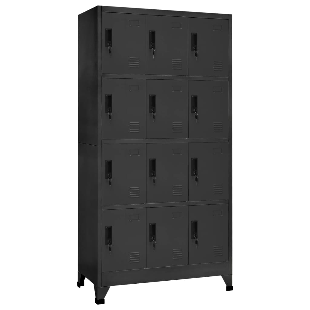 vidaXL Locker Cabinet Anthracite 35.4"x17.7"x70.9" Steel