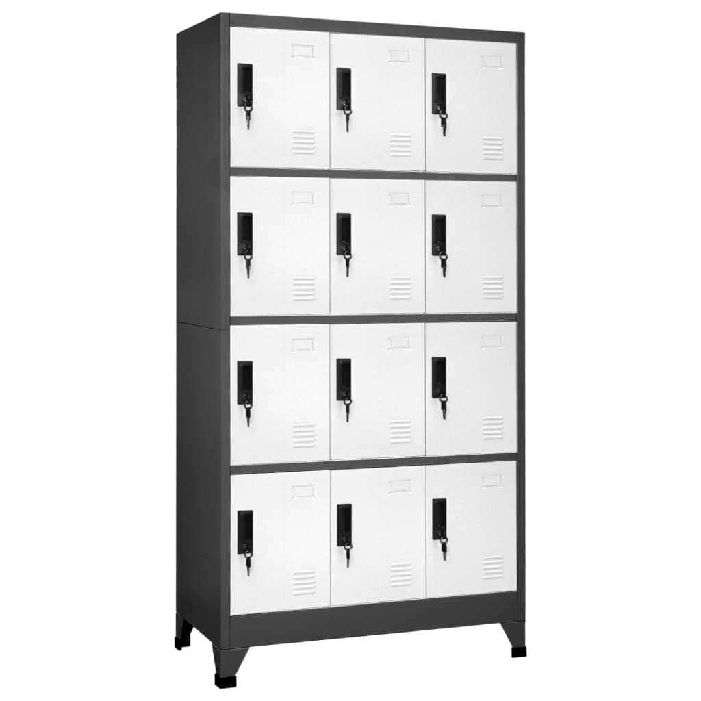 vidaXL Locker Cabinet Anthracite and White 35.4"x17.7"x70.9" Steel