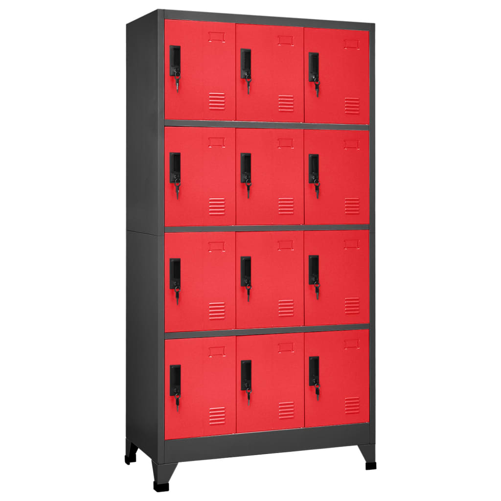 vidaXL Locker Cabinet Anthracite and Red 35.4"x17.7"x70.9" Steel