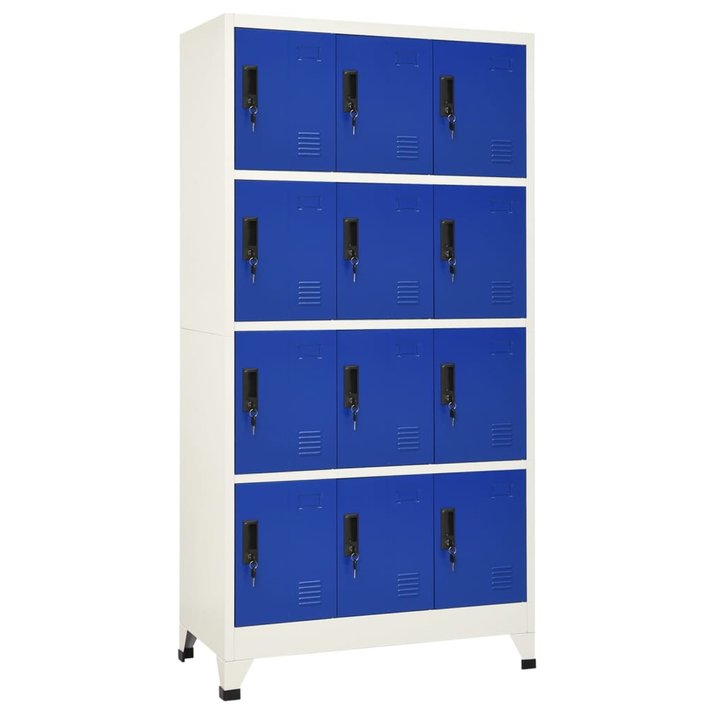 vidaXL Locker Cabinet Gray and Blue 35.4"x17.7"x70.9" Steel