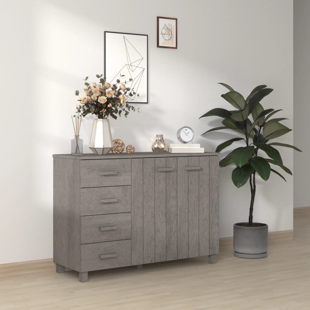 vidaXL Sideboard HAMAR Light Gray 44.5"x15.7"x31.5" Solid Wood Pine