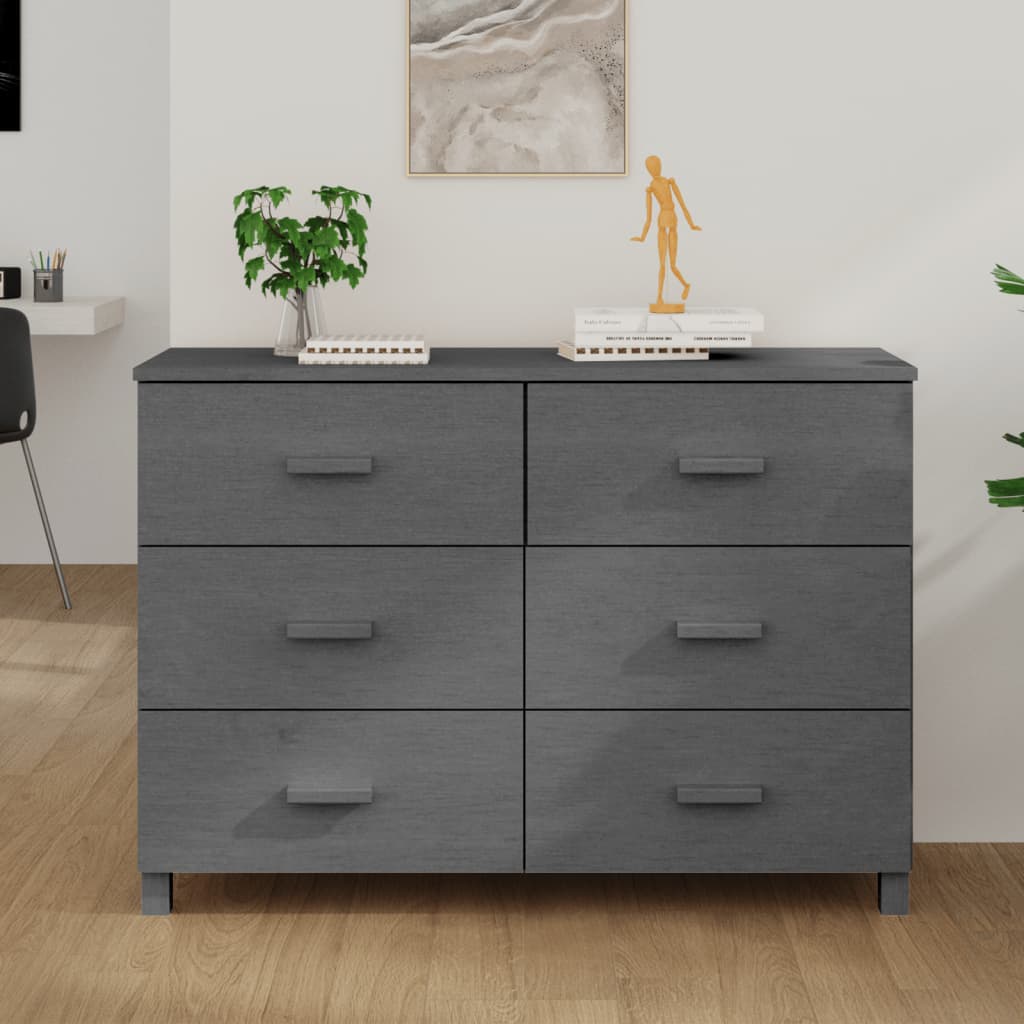 vidaXL Sideboard HAMAR Dark Gray 44.5"x15.7"x31.5" Solid Wood Pine