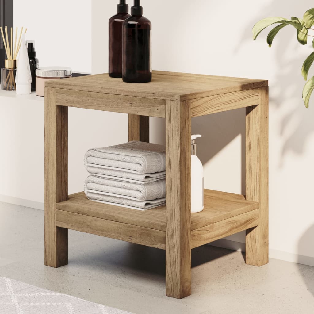 vidaXL Bathroom Side Table 17.7"x13.8"x17.7" Solid Wood Teak