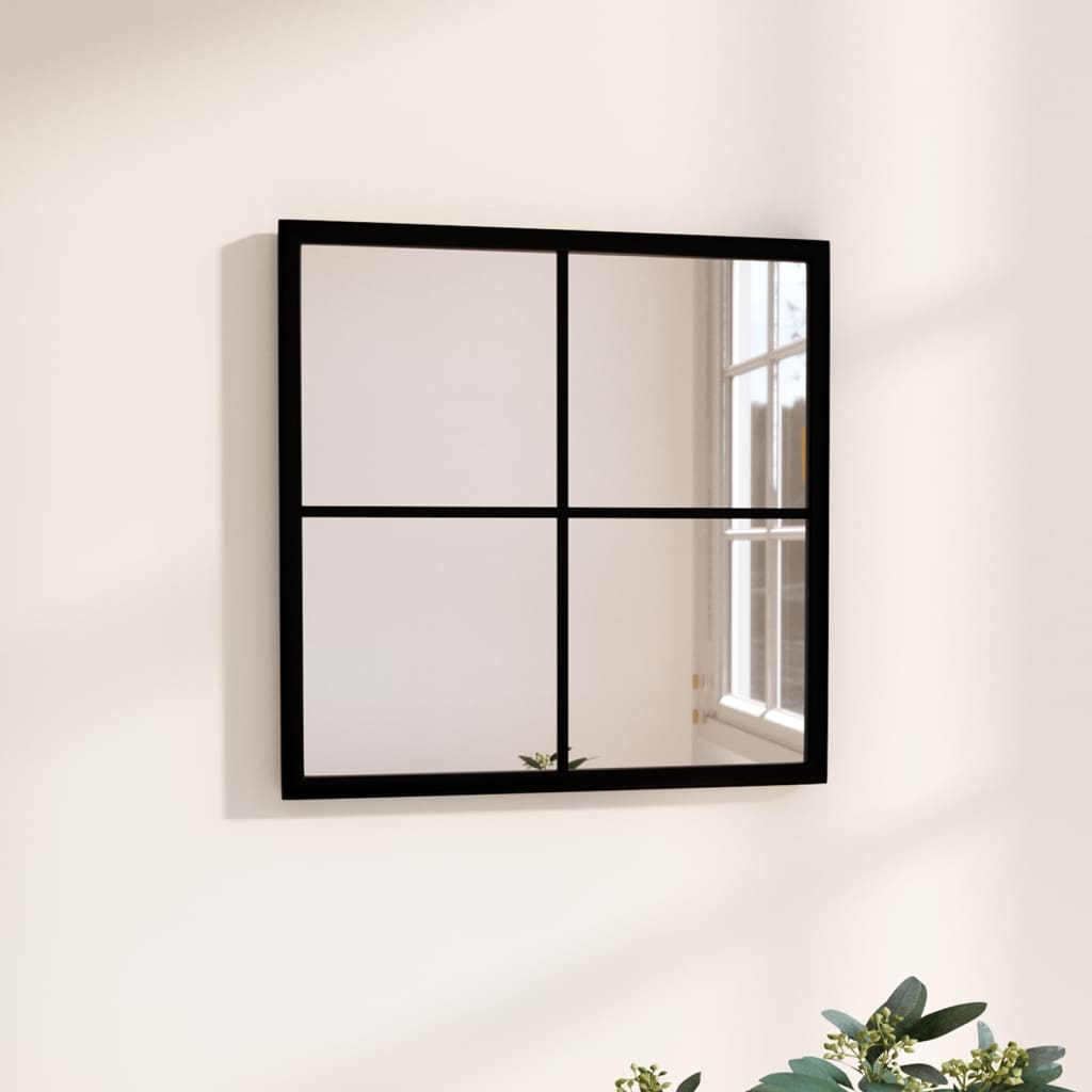 vidaXL Wall Mirror Black 15.7"x15.7" Metal