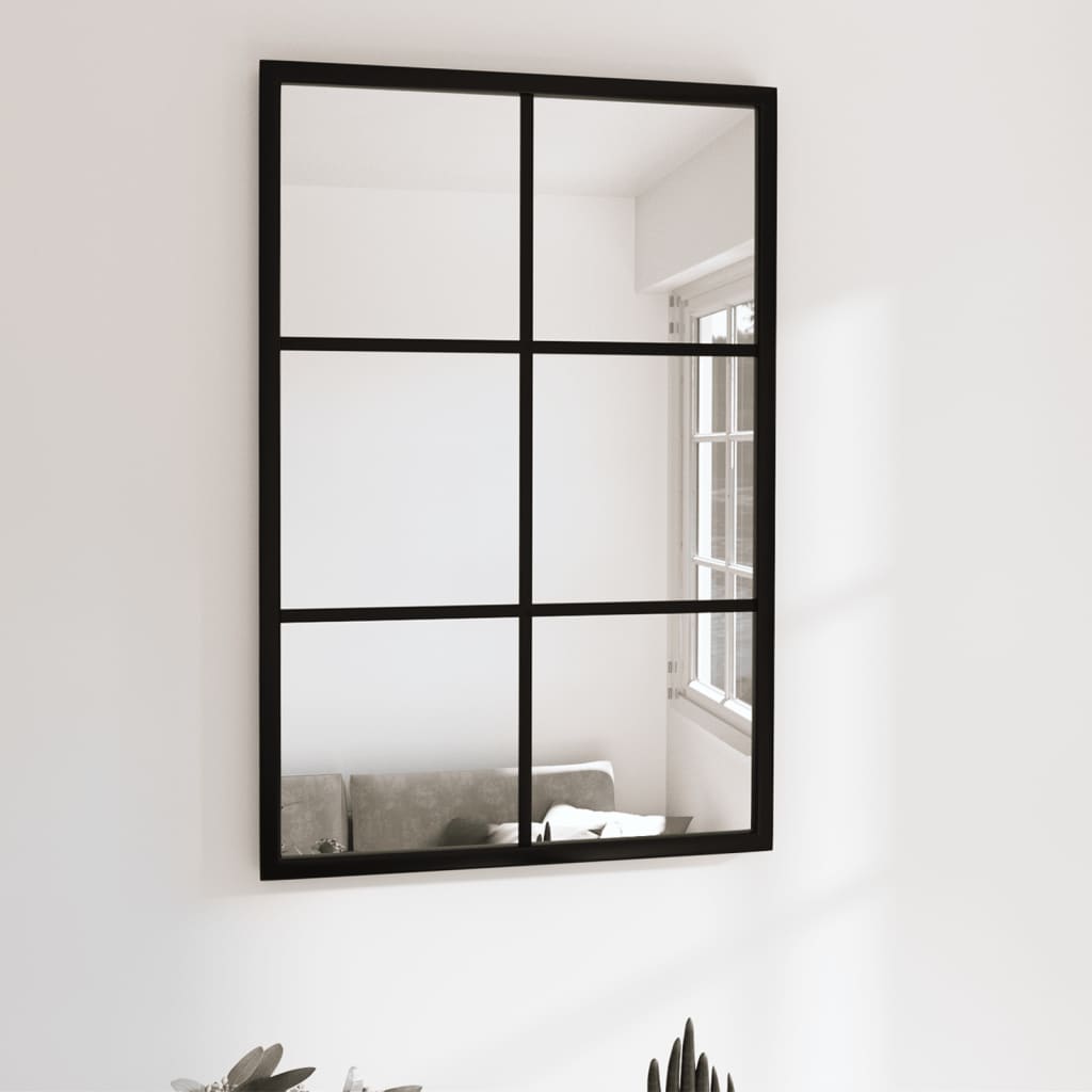 vidaXL Wall Mirror Black 23.6"x15.7" Metal