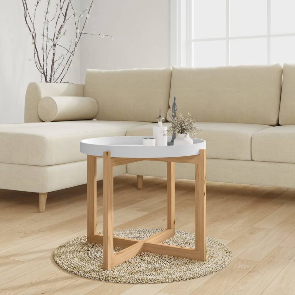 vidaXL Coffee Table White 20.9"x20.9"x17.1" Engineered Wood&Solid Wood Pine