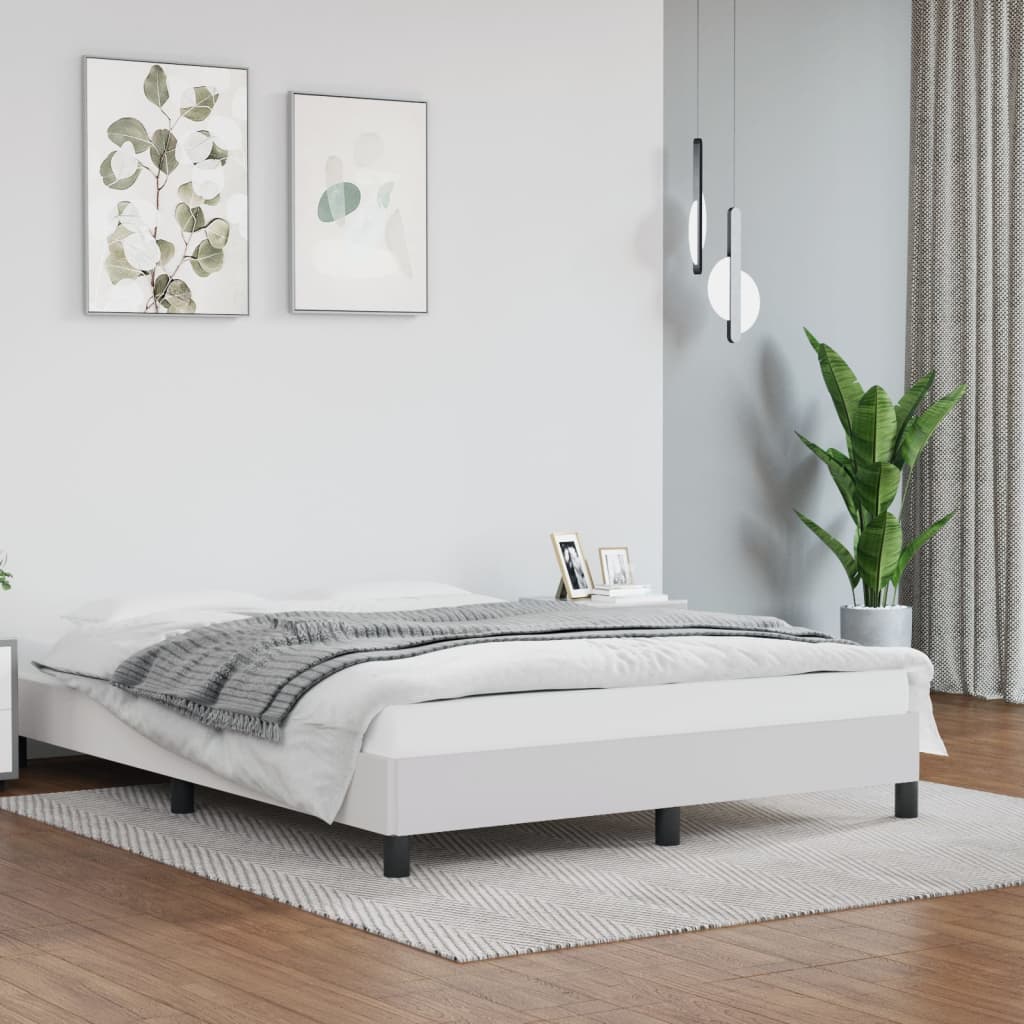 vidaXL Bed Frame White 53.9"x74.8" Full Faux Leather