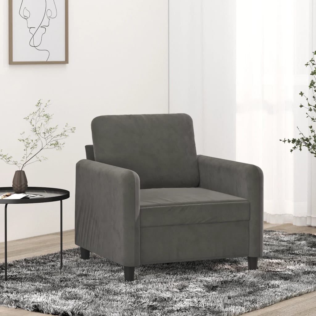 vidaXL Sofa Chair Dark Gray 23.6" Velvet