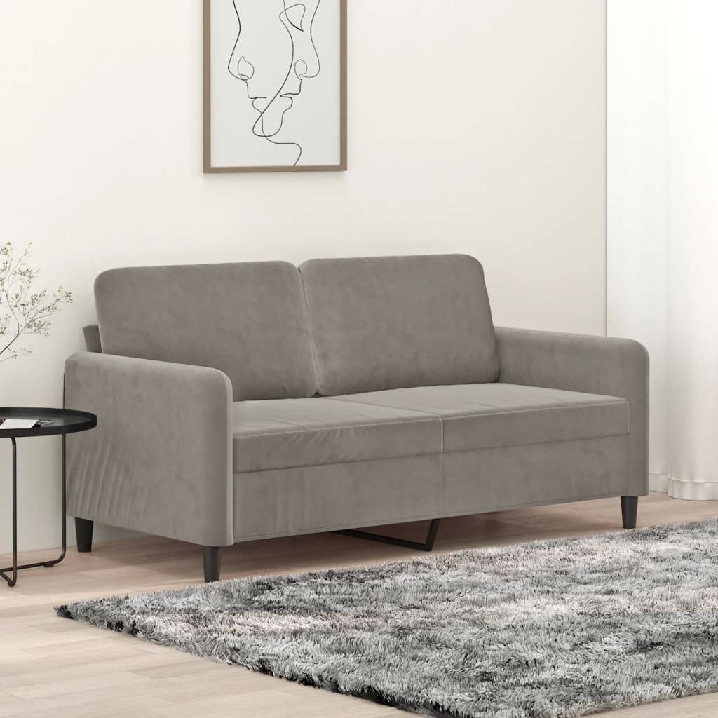 vidaXL 2-Seater Sofa Light Gray 55.1" Velvet