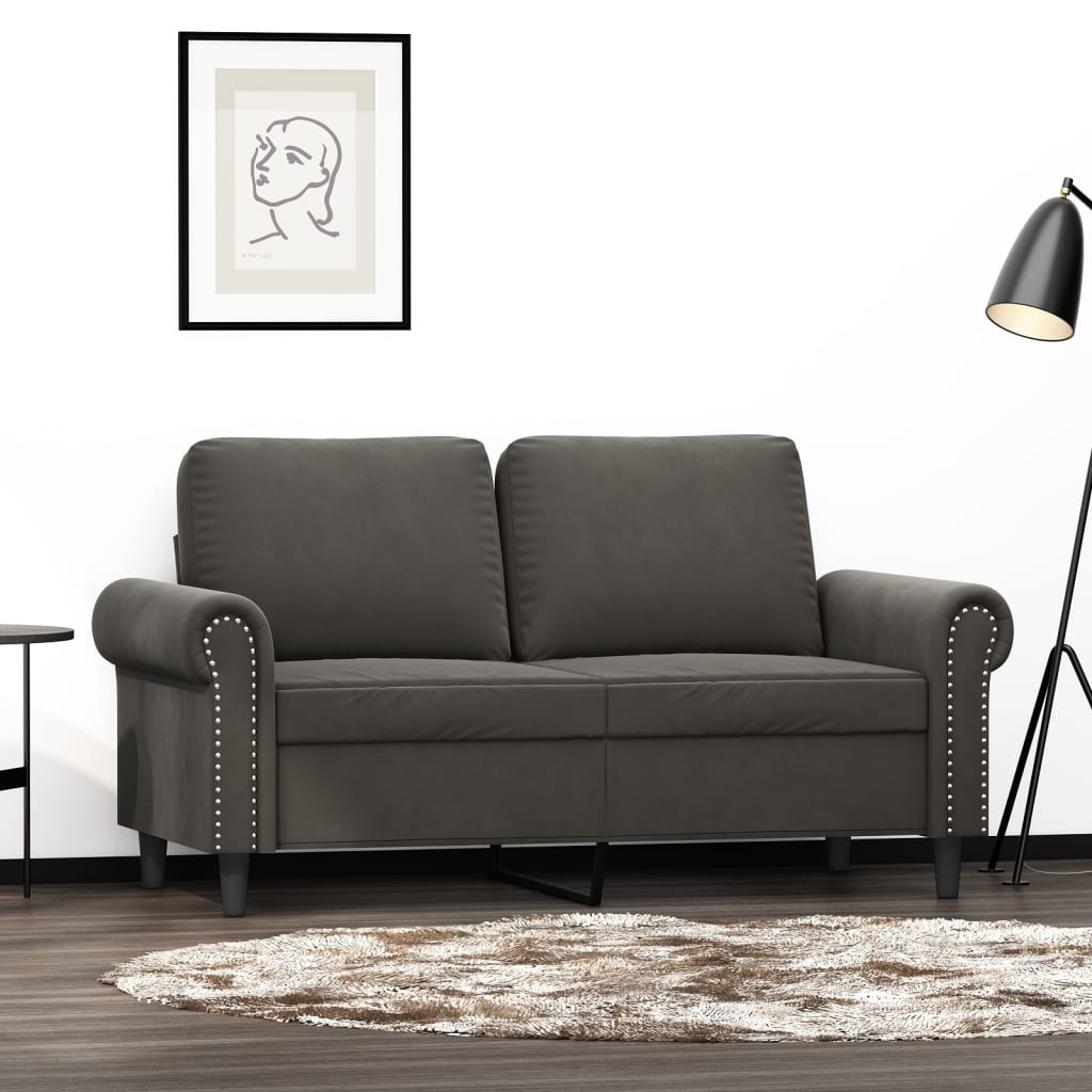 vidaXL 2-Seater Sofa Dark Gray 47.2" Velvet