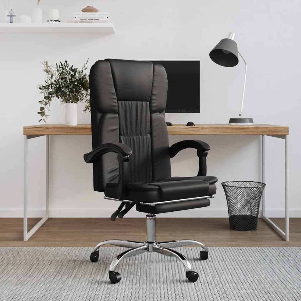 vidaXL Reclining Office Chair Black Faux Leather