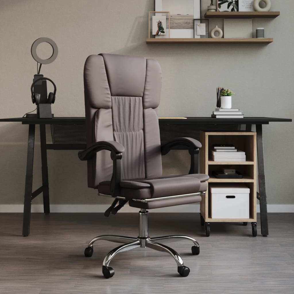 vidaXL Reclining Office Chair Gray Faux Leather