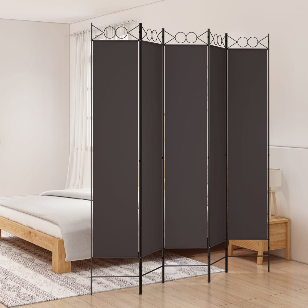 vidaXL 5-Panel Room Divider Brown 78.7"x86.6" Fabric