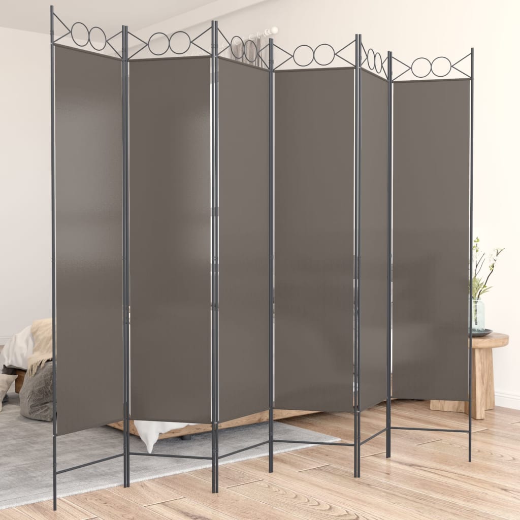 vidaXL 6-Panel Room Divider Anthracite 94.5"x86.6" Fabric