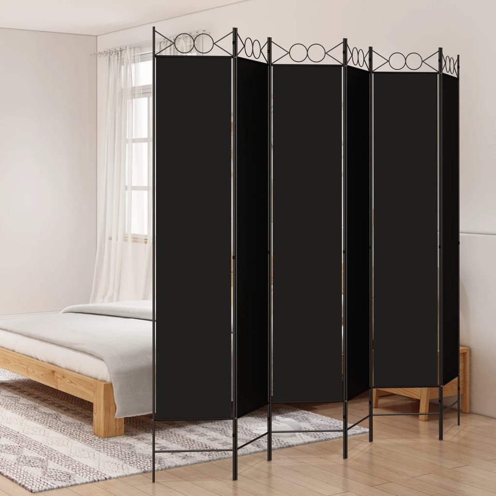 vidaXL 6-Panel Room Divider Black 94.5"x86.6" Fabric