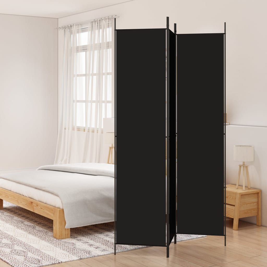 vidaXL 3-Panel Room Divider Black 59.1"x86.6" Fabric