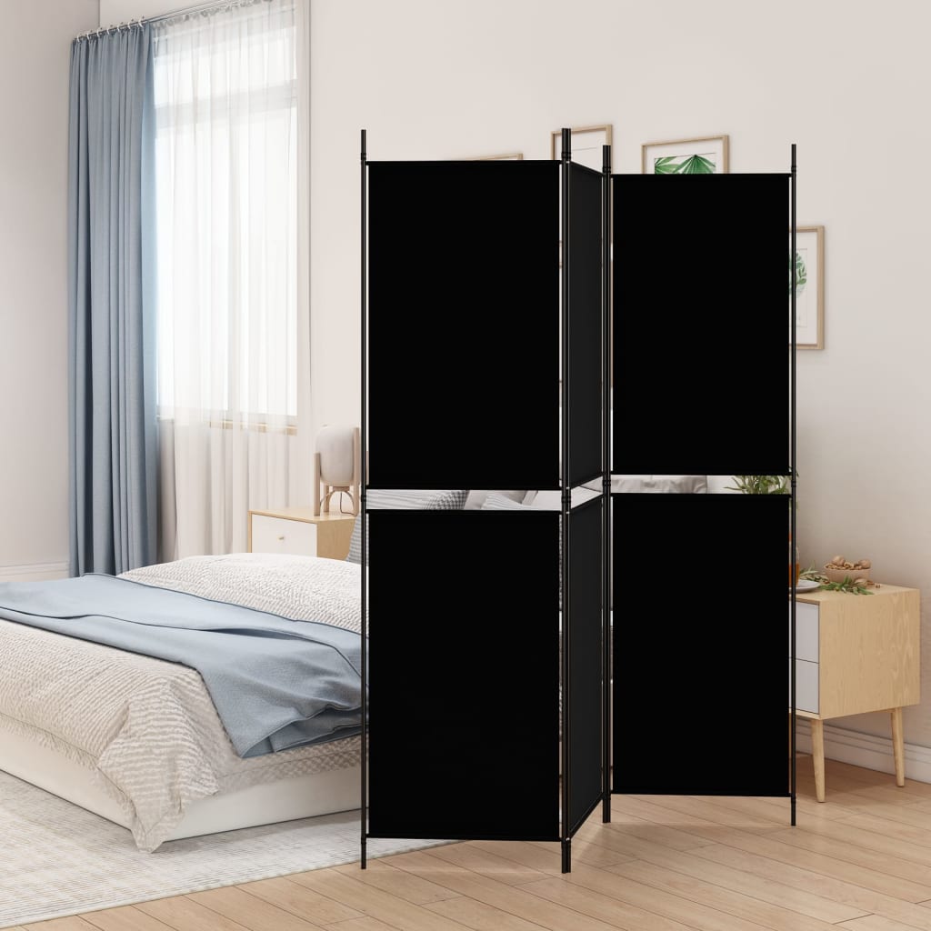 vidaXL 3-Panel Room Divider Black 59.1"x70.9" Fabric