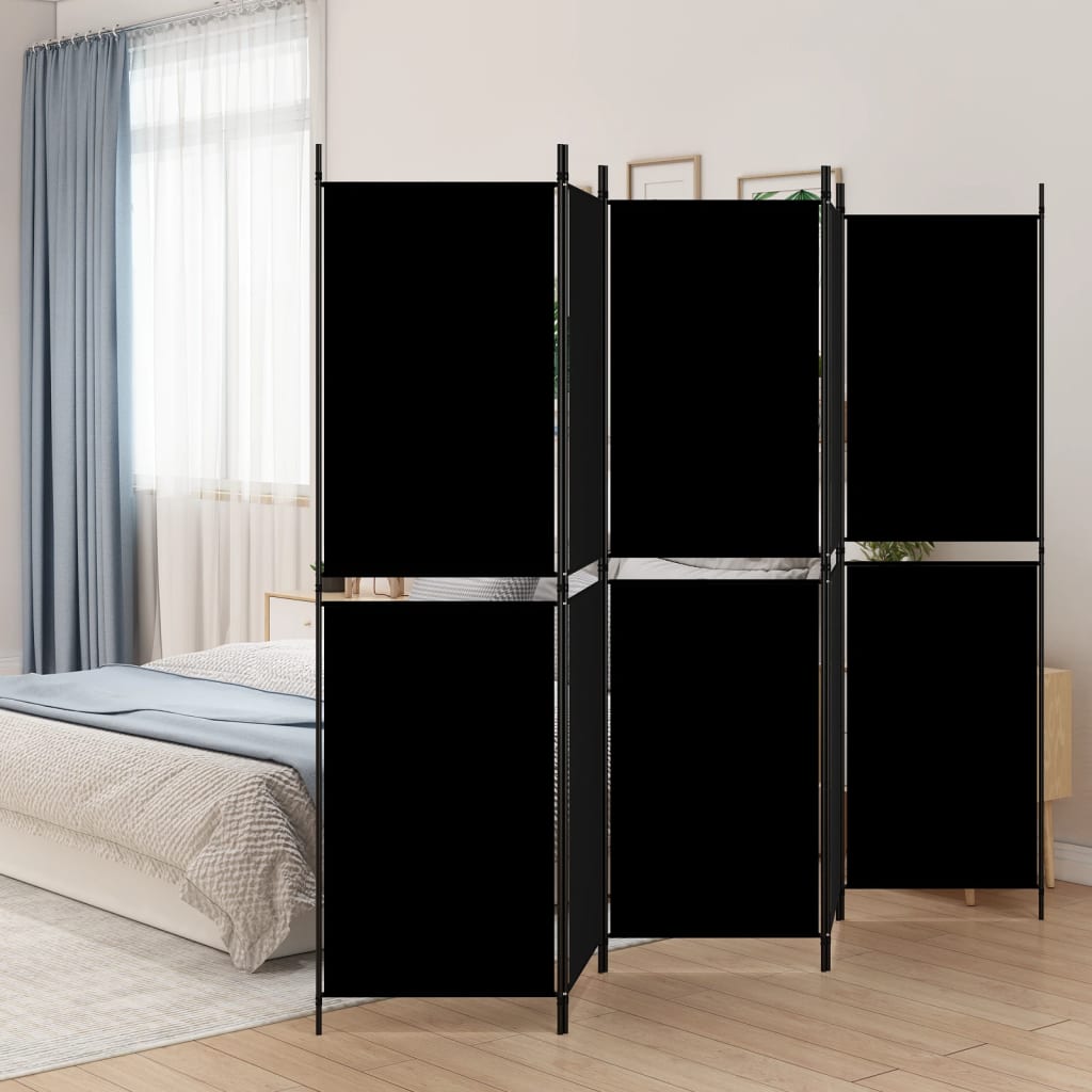 vidaXL 5-Panel Room Divider Black 98.4"x70.9" Fabric