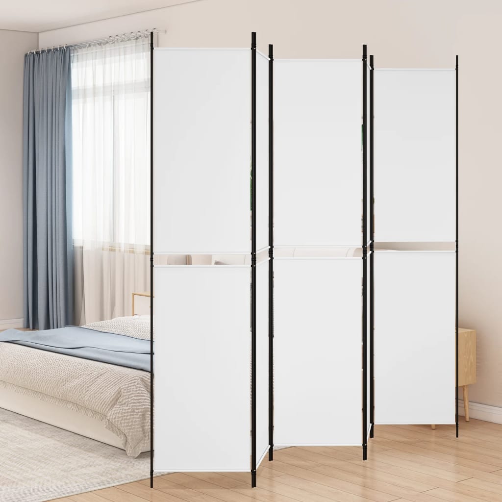 vidaXL 5-Panel Room Divider White 98.4"x86.6" Fabric