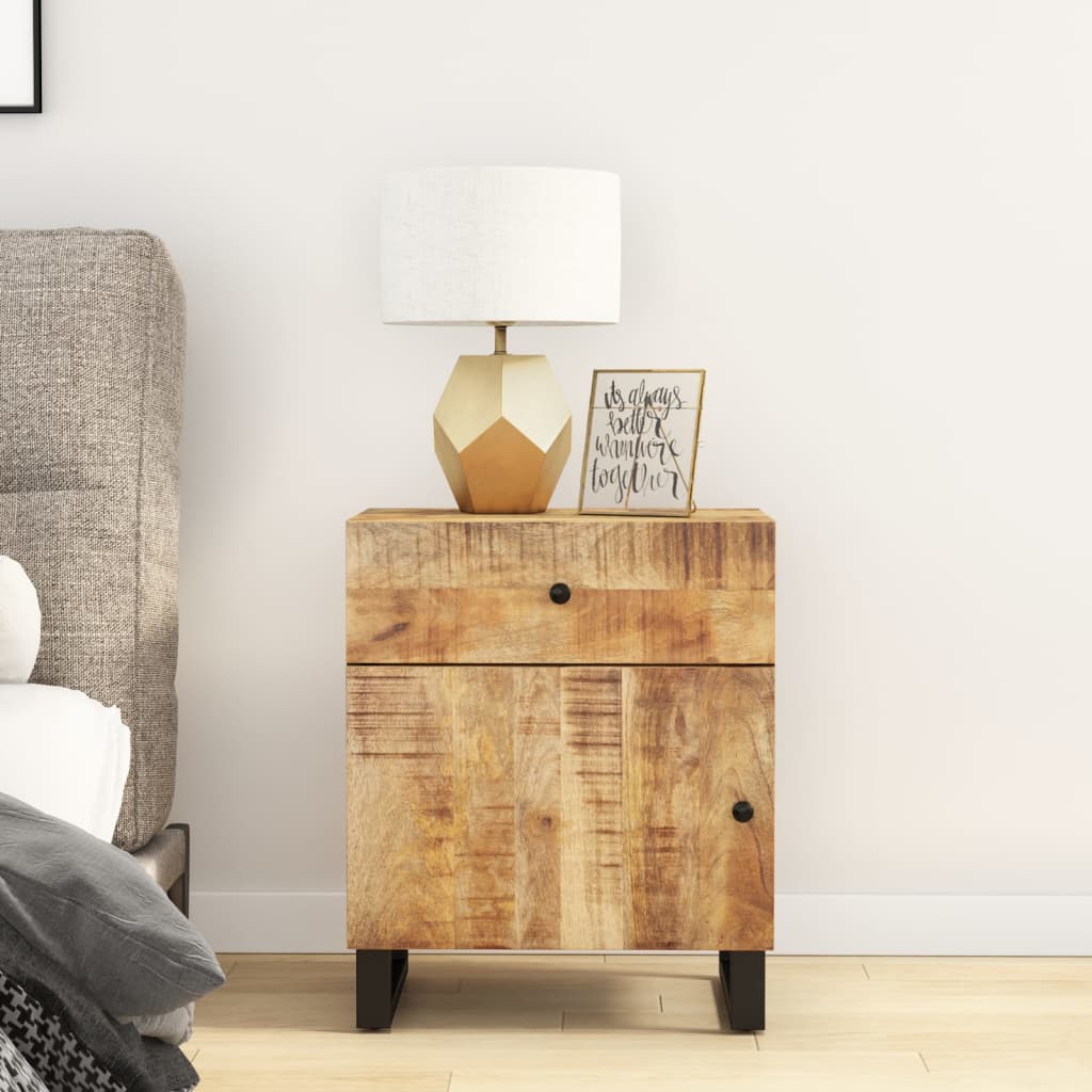 vidaXL Bedside Cabinet 19.7"x13"x23.6" Solid Wood Mango&Engineered Wood