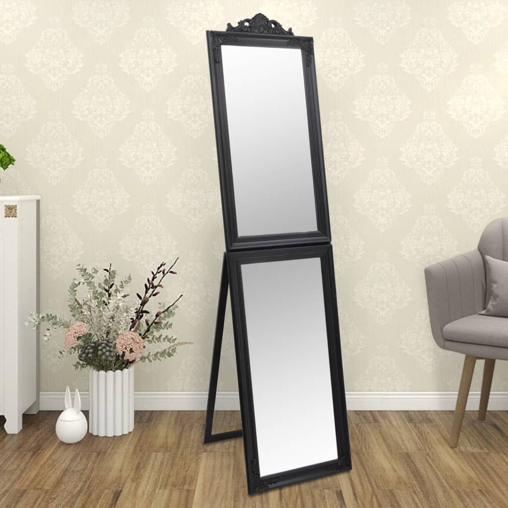 vidaXL Free-Standing Mirror Black 15.7"x63"