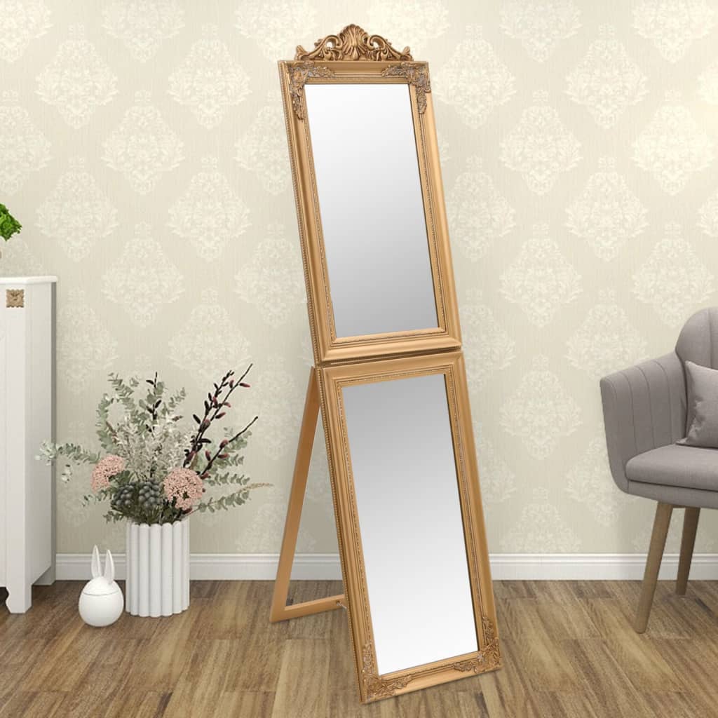 vidaXL Free-Standing Mirror Gold 19.7"x78.7"