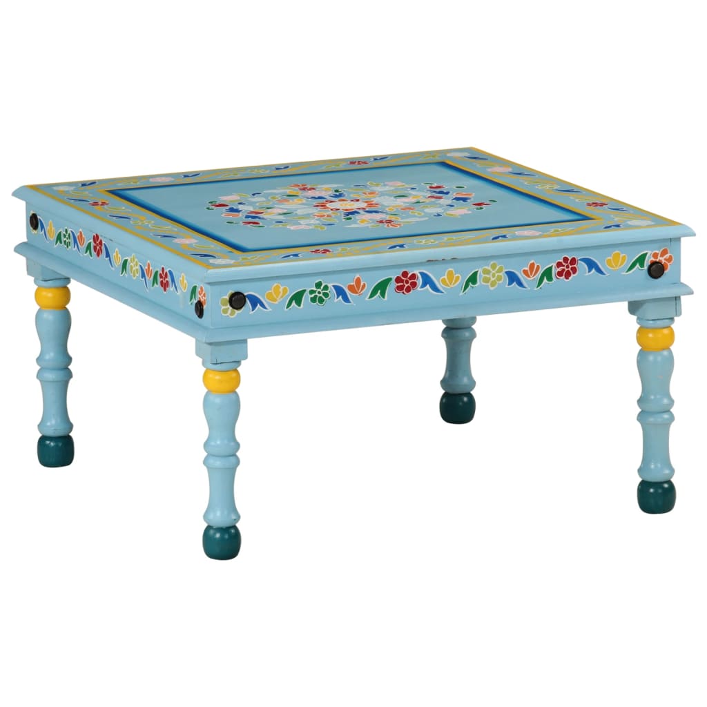 vidaXL Coffee Table Turquoise Hand Painted Solid Wood Mango