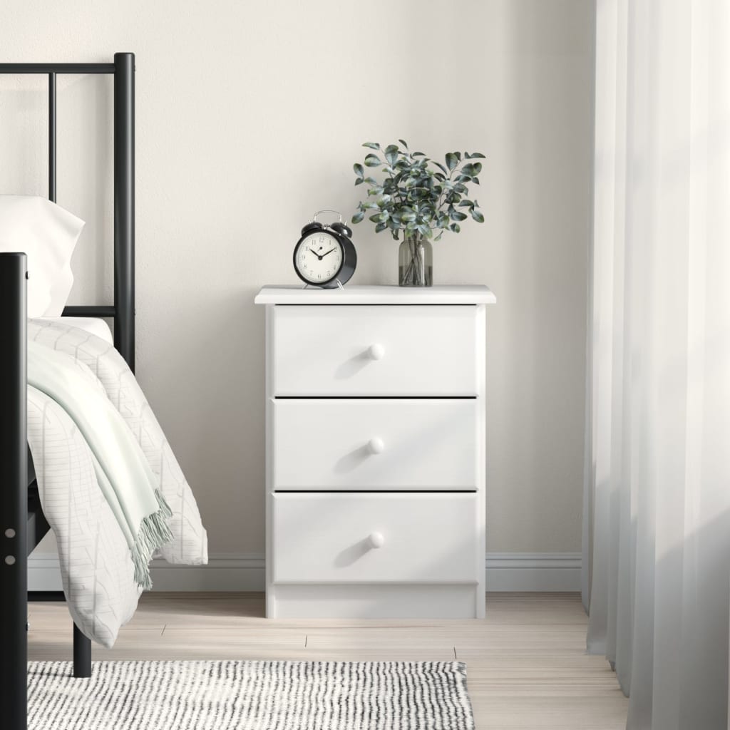 vidaXL Bedside Cabinet ALTA White 16.1"x13.8"x21.7" Solid Wood Pine